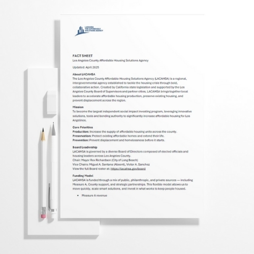 Document printed on LACAHSA Letterhead