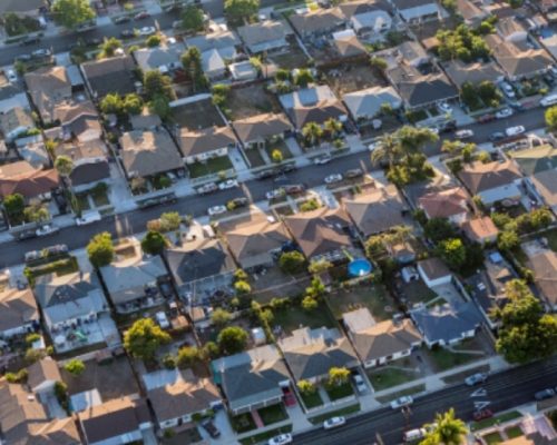 Rows of homes in Los Angeles