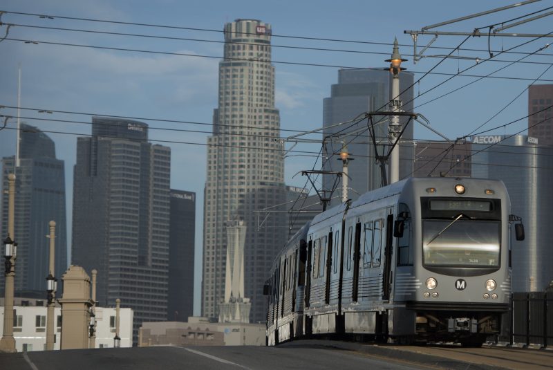 metro train crossing in LA