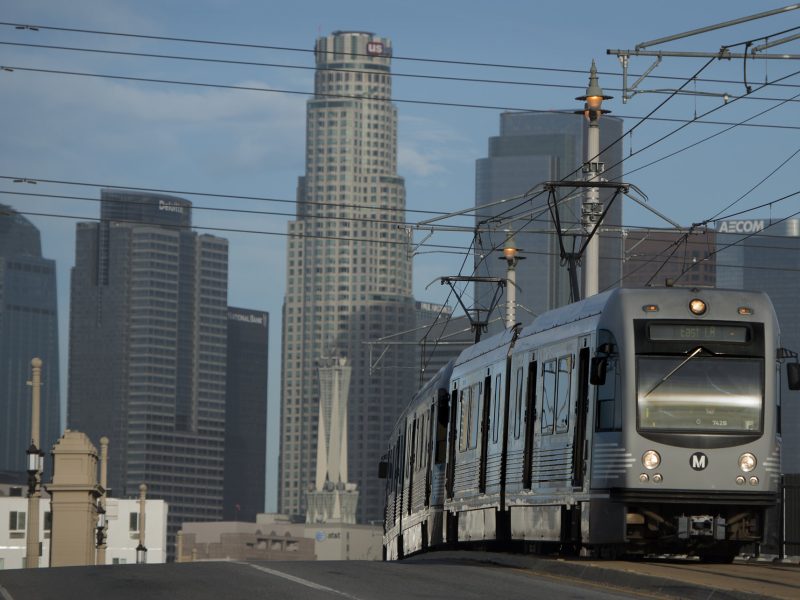 metro train crossing in LA